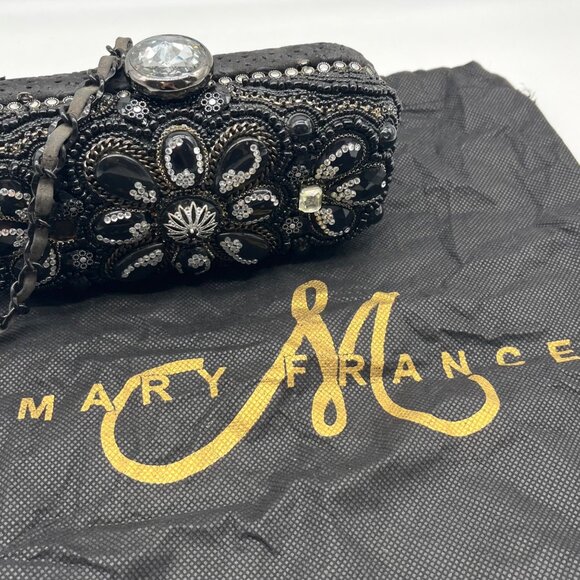 Mary Frances Sublime Black Beaded & Jeweled Embellished Clutch - Picture 10 of 12